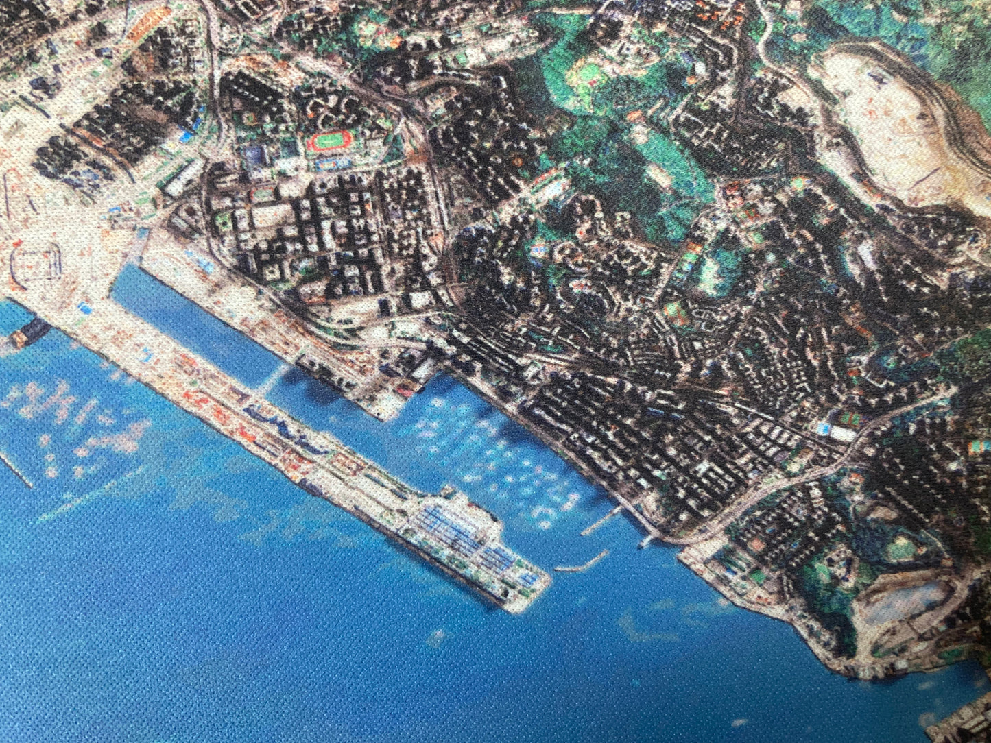 Modern Hong Kong Victoria Harbour 2D Shaded Terrain Remake Map Mouse Pad