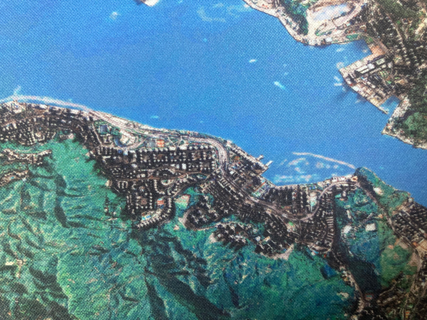 Modern Hong Kong Victoria Harbour 2D Shaded Terrain Remake Map Mouse Pad