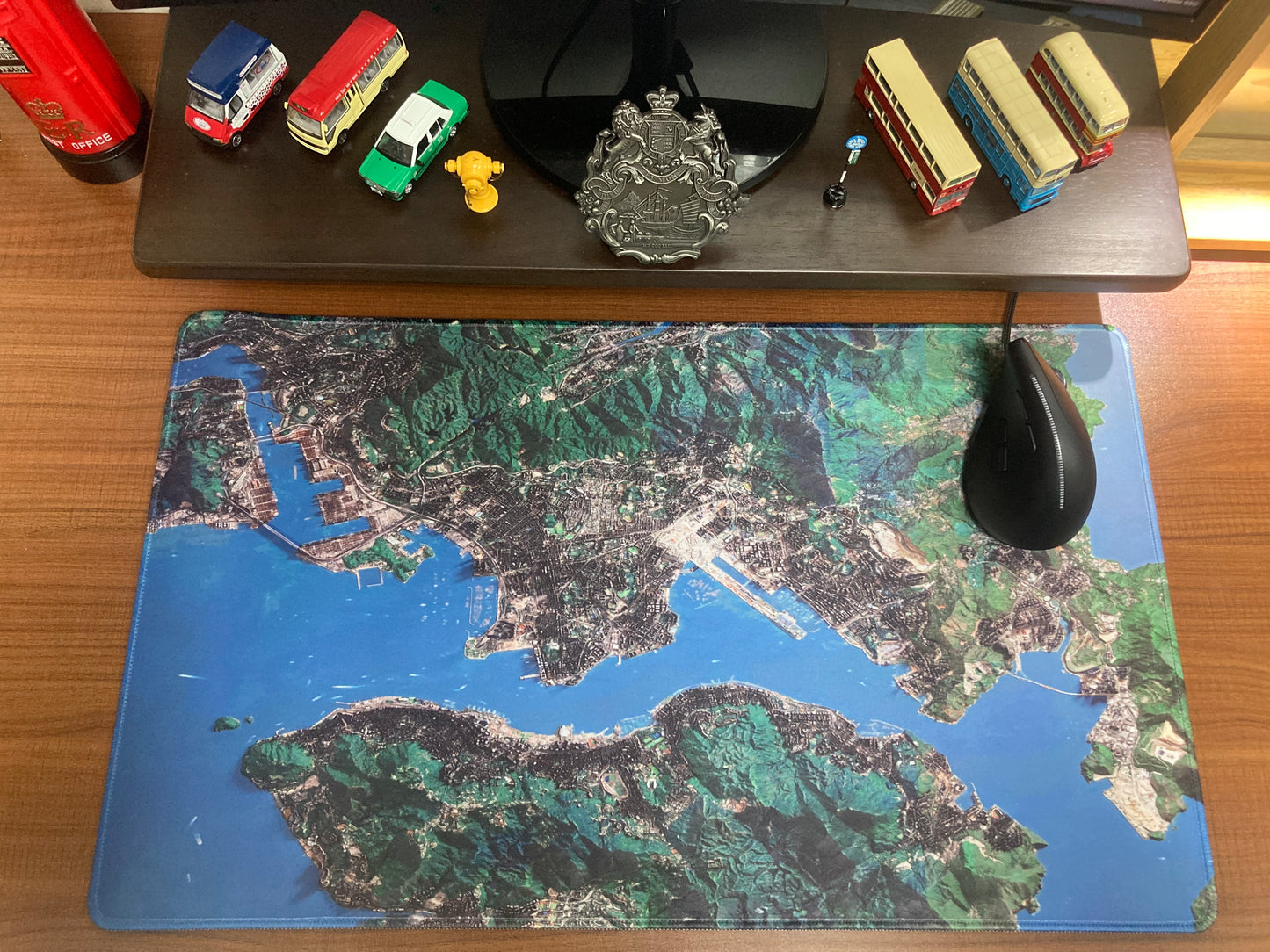 Modern Hong Kong Victoria Harbour 2D Shaded Terrain Remake Map Mouse Pad