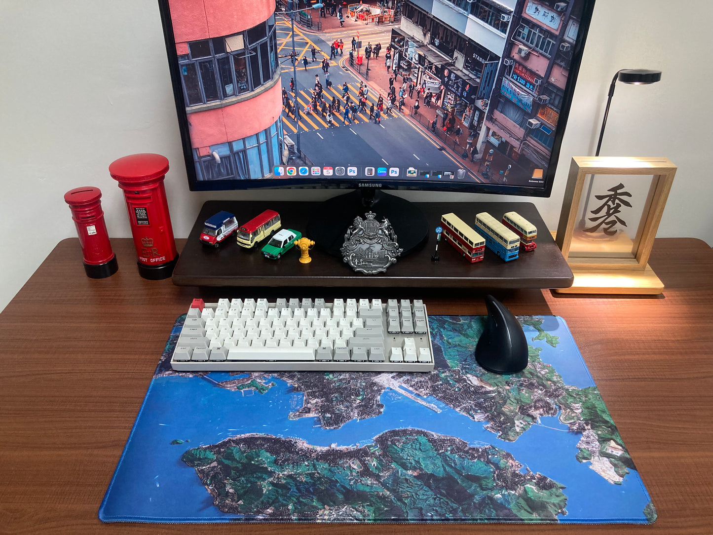 Modern Hong Kong Victoria Harbour 2D Shaded Terrain Remake Map Mouse Pad