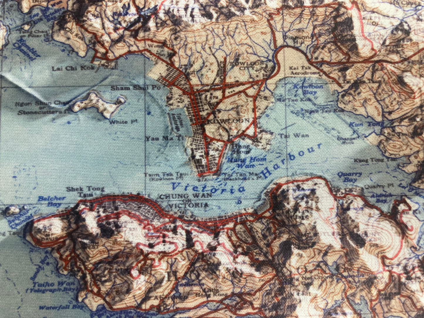 1945 Hong Kong 2D Shaded Terrain Remake Map Mouse Pad