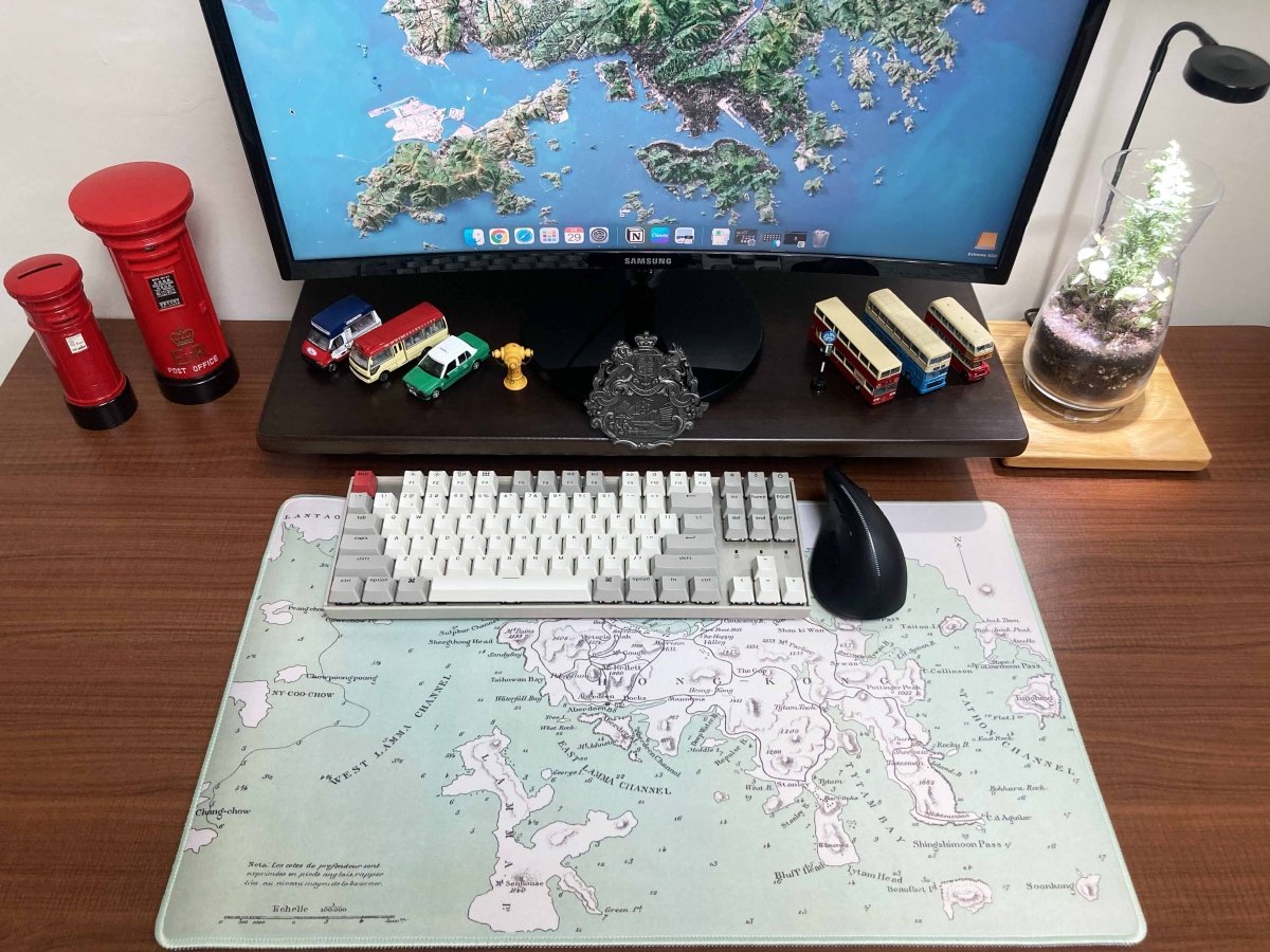 重製版1888年懷舊香港島九龍地圖款滑鼠墊 - Hong Kong Maper