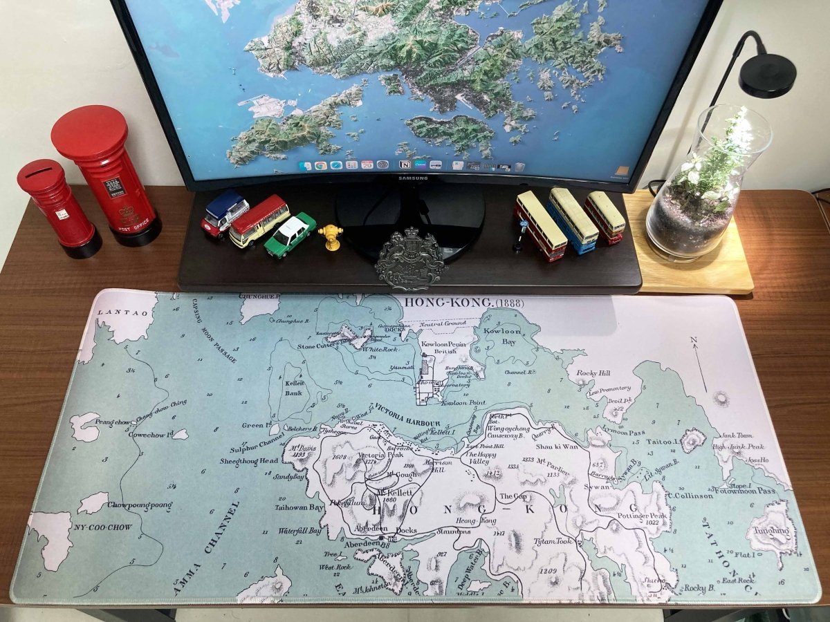 重製版1888年懷舊香港島九龍地圖款滑鼠墊 - Hong Kong Maper