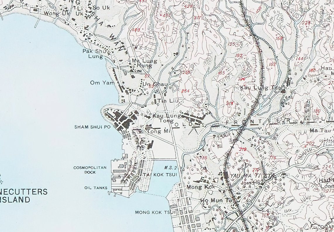 1908年香港島九龍新界油畫布重製舊地圖 - Hong Kong Maper