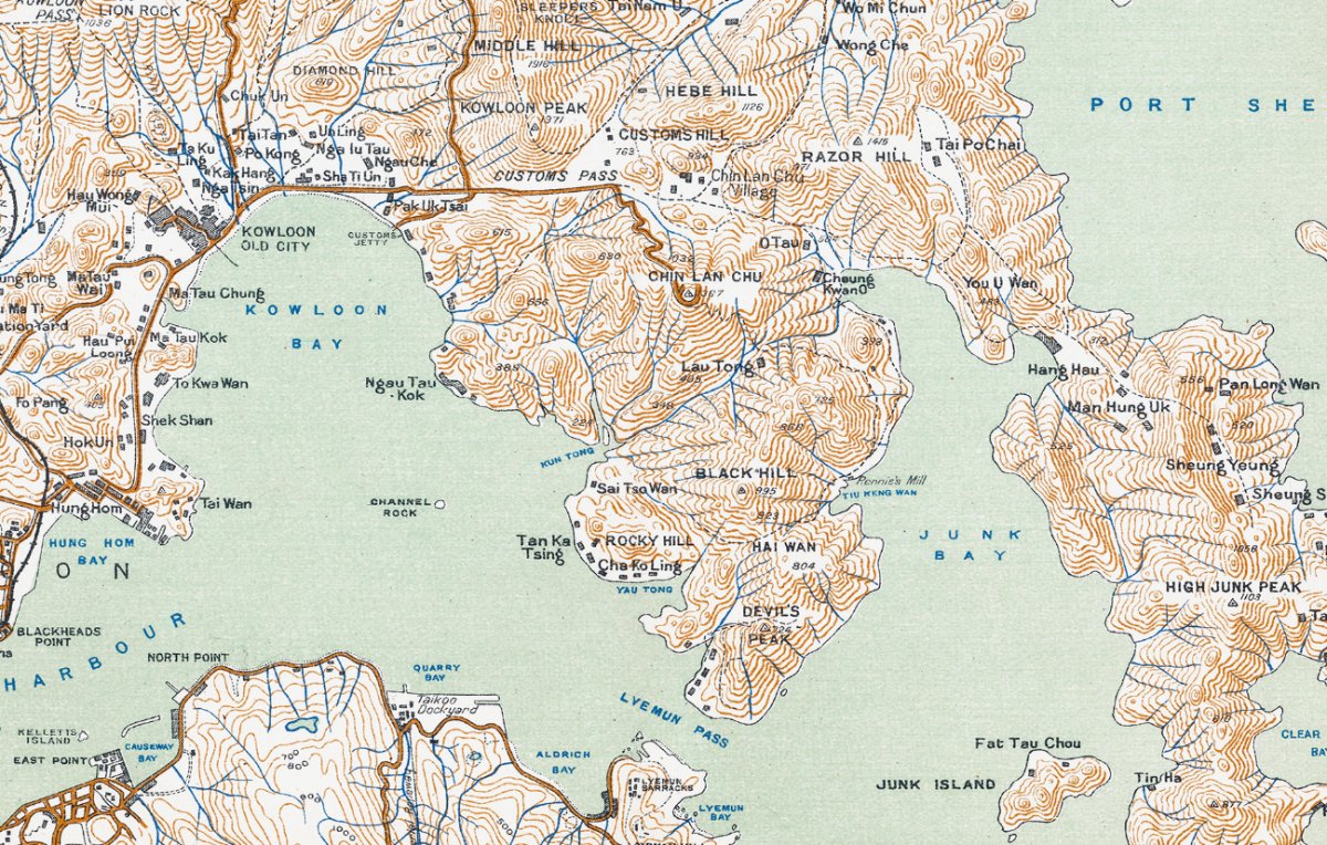1911年香港九龍新界全境油畫布重製舊地圖 - Hong Kong Maper
