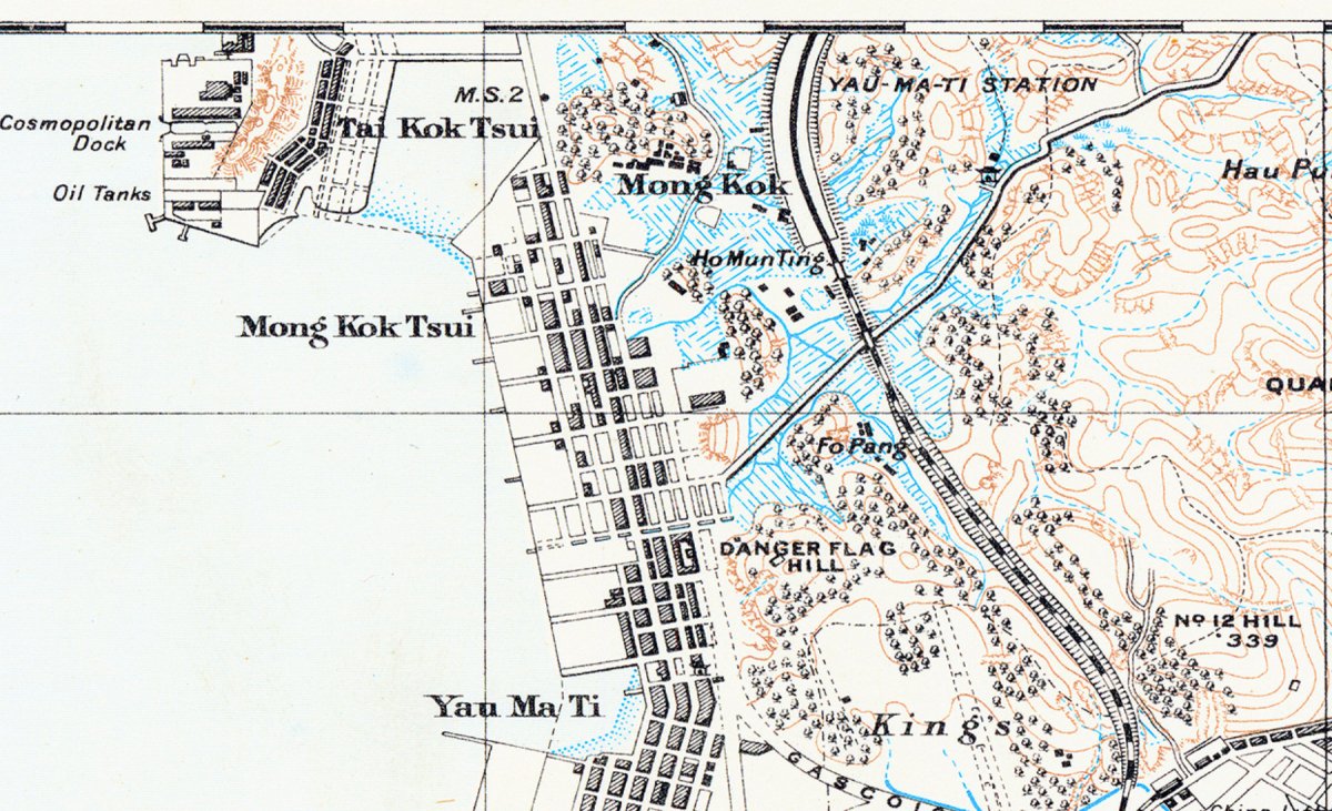 1913年香港島九龍重製油畫布舊地圖 - Hong Kong Maper