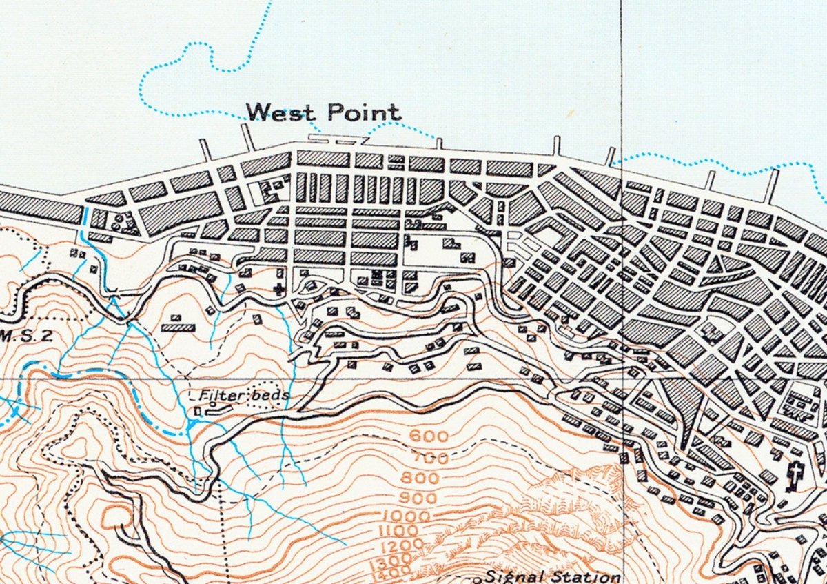 1913年香港島九龍重製油畫布舊地圖 - Hong Kong Maper