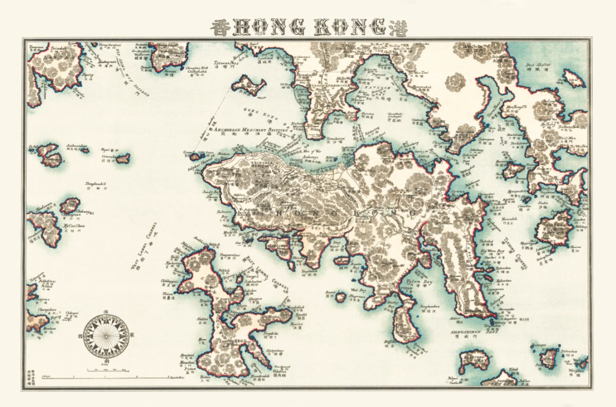 1924年香港九龍油畫布重製舊地圖 - Hong Kong Maper