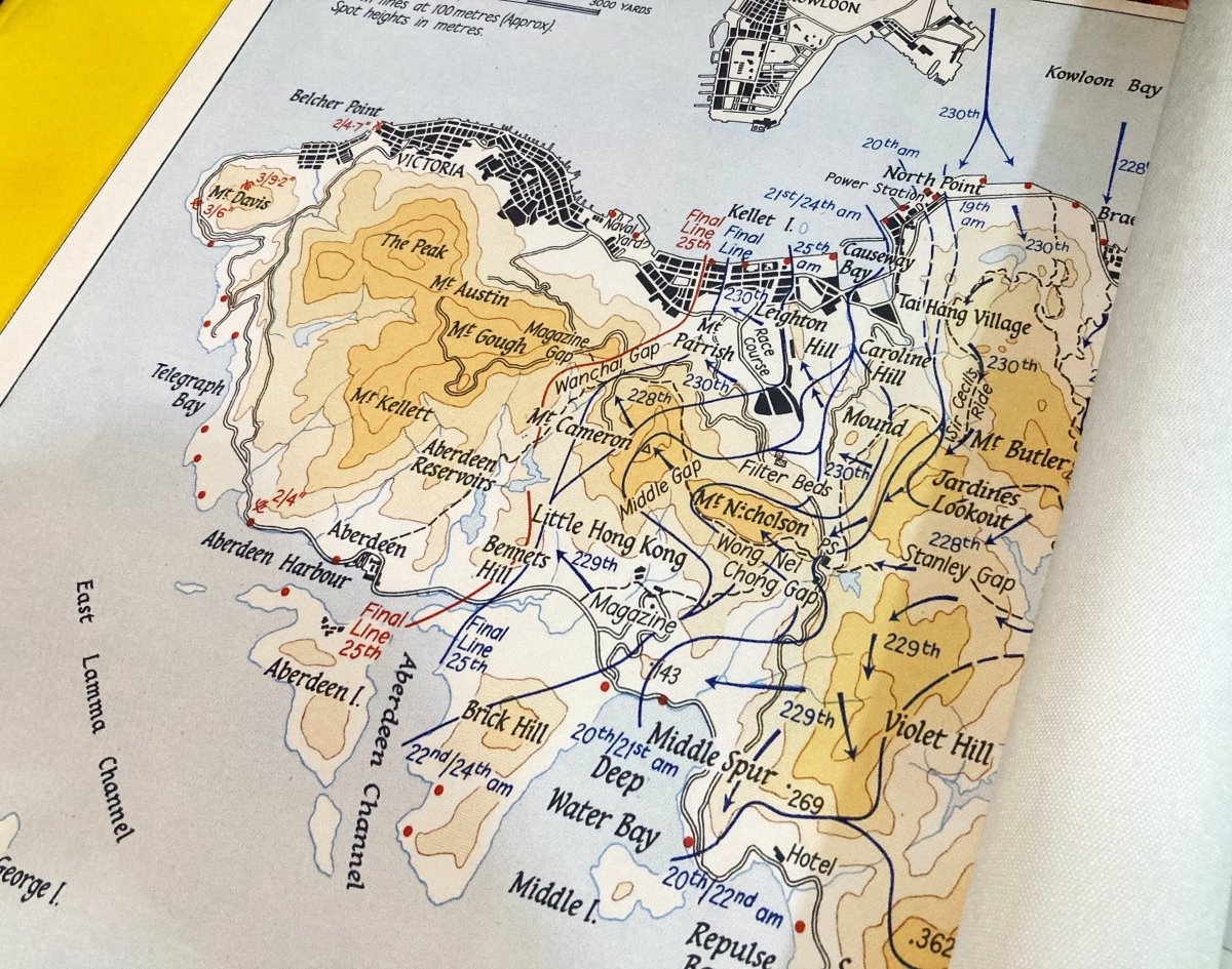 1941香港保衛戰復古油畫布重製舊地圖 - Hong Kong Maper