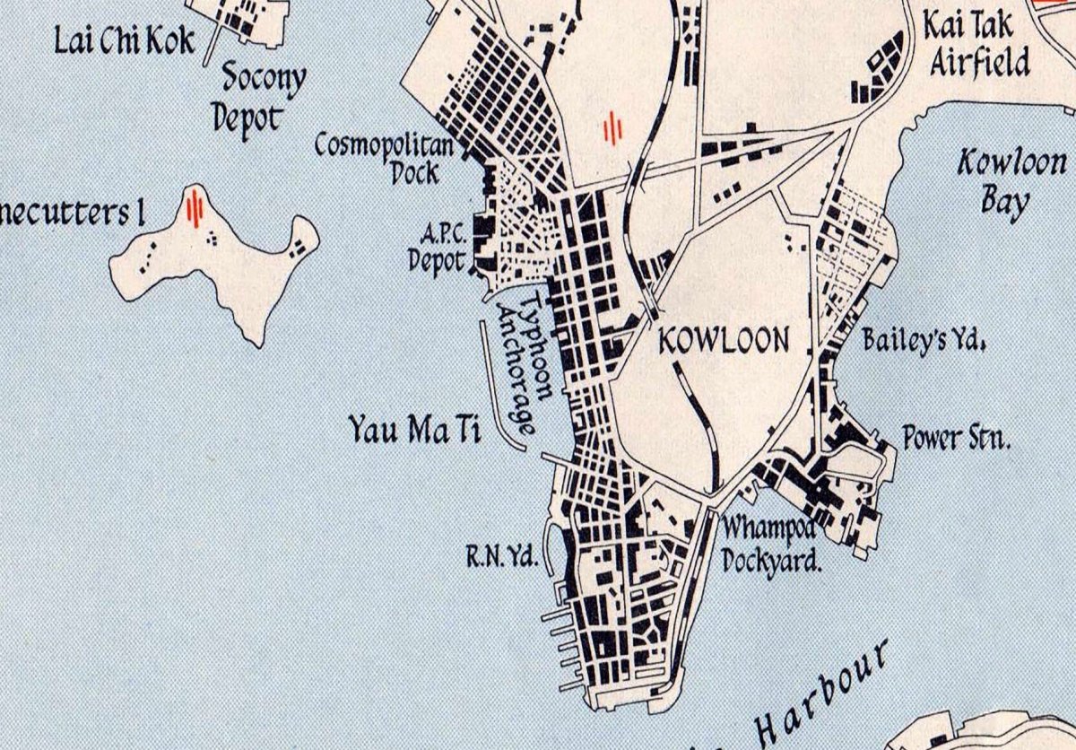 1941年香港保衛戰復古油畫布重製地圖 - Hong Kong Maper