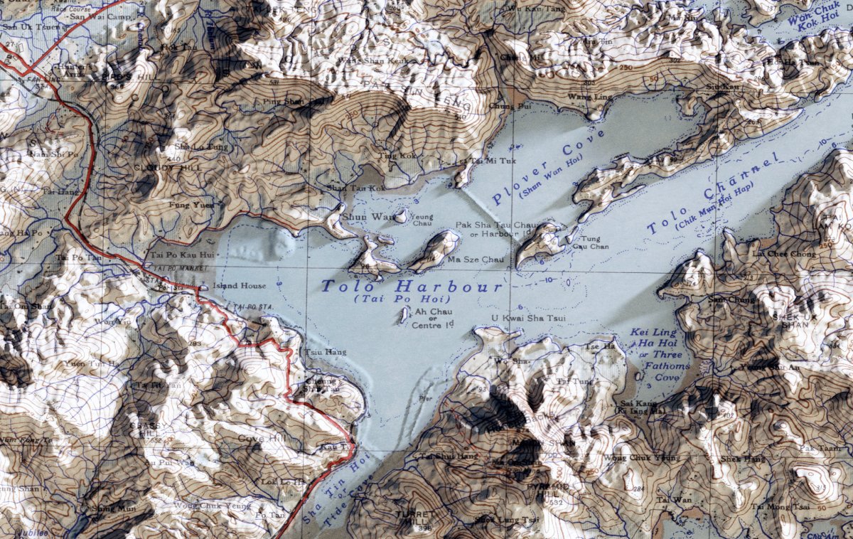 重製版1945年香港全境2D陰影地形地圖拼圖 - Hong Kong Maper