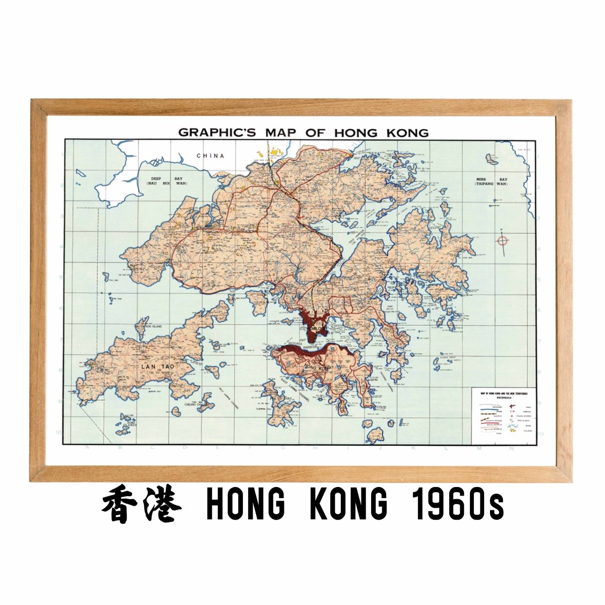 1960年代香港九龍新界全境油畫布重製舊地圖 - Hong Kong Maper