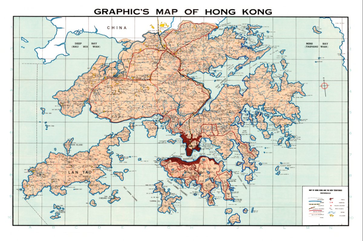 1960年代香港九龍新界全境油畫布重製舊地圖 - Hong Kong Maper