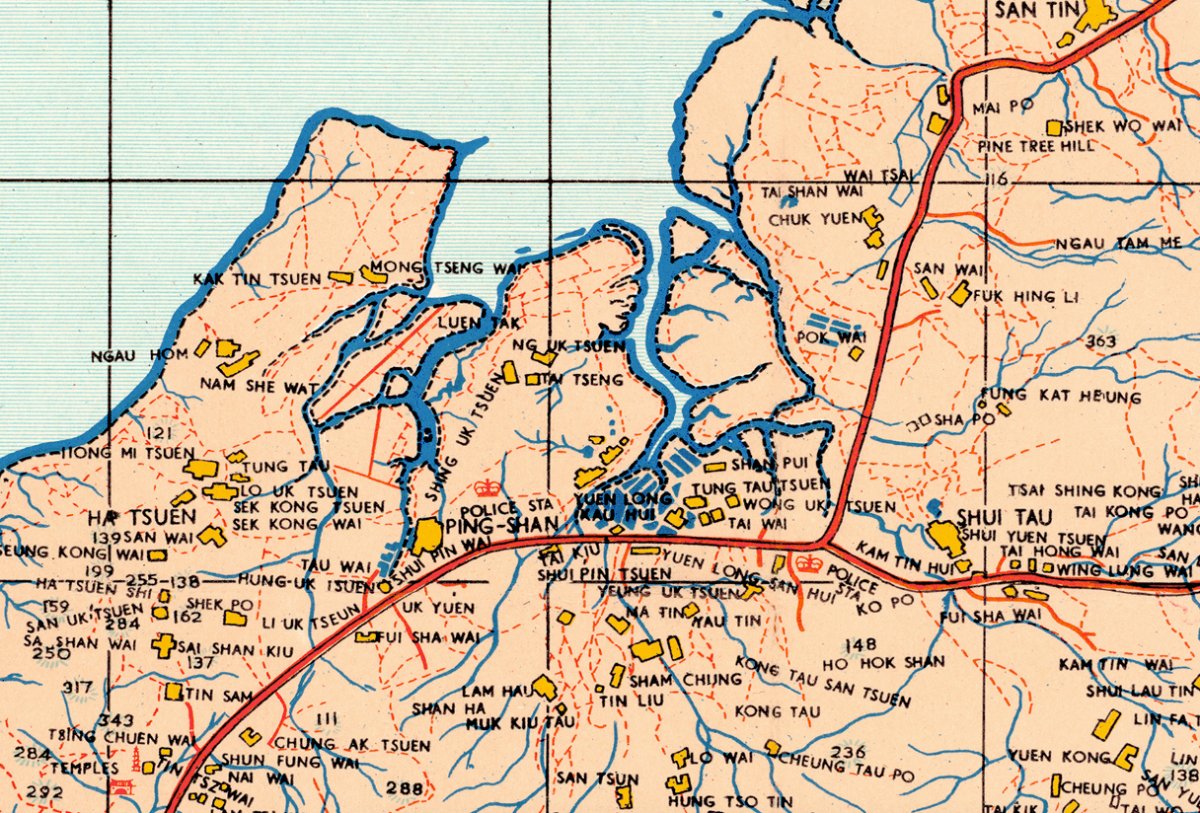 1960年代香港九龍新界全境油畫布重製舊地圖 - Hong Kong Maper