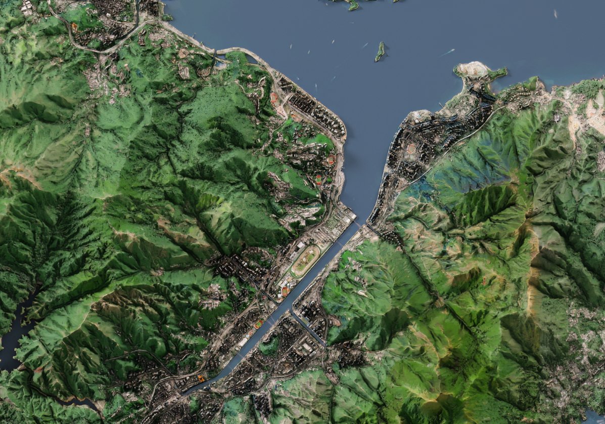 香港九龍新界全境2D陰影地形油畫布地圖 - Hong Kong Maper