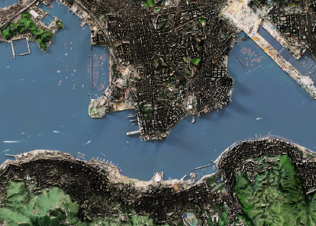 香港九龍新界全境2D陰影地形油畫布地圖 - Hong Kong Maper