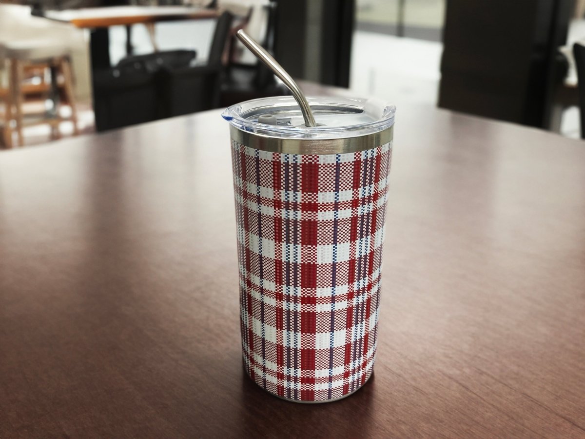 港式紅白藍圖案不鏽鋼保溫咖啡杯 600ml - Hong Kong Maper