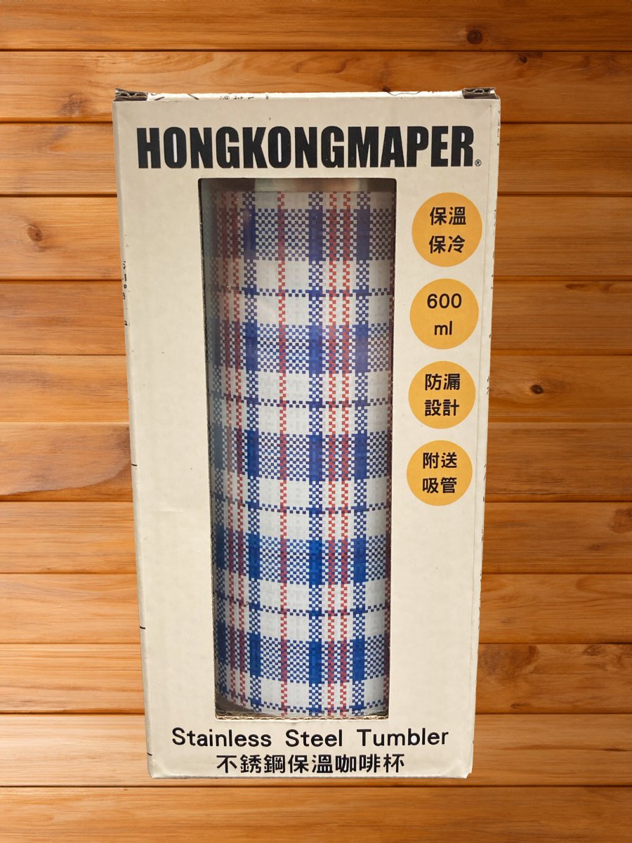 港式紅白藍圖案不鏽鋼保溫咖啡杯 600ml - Hong Kong Maper