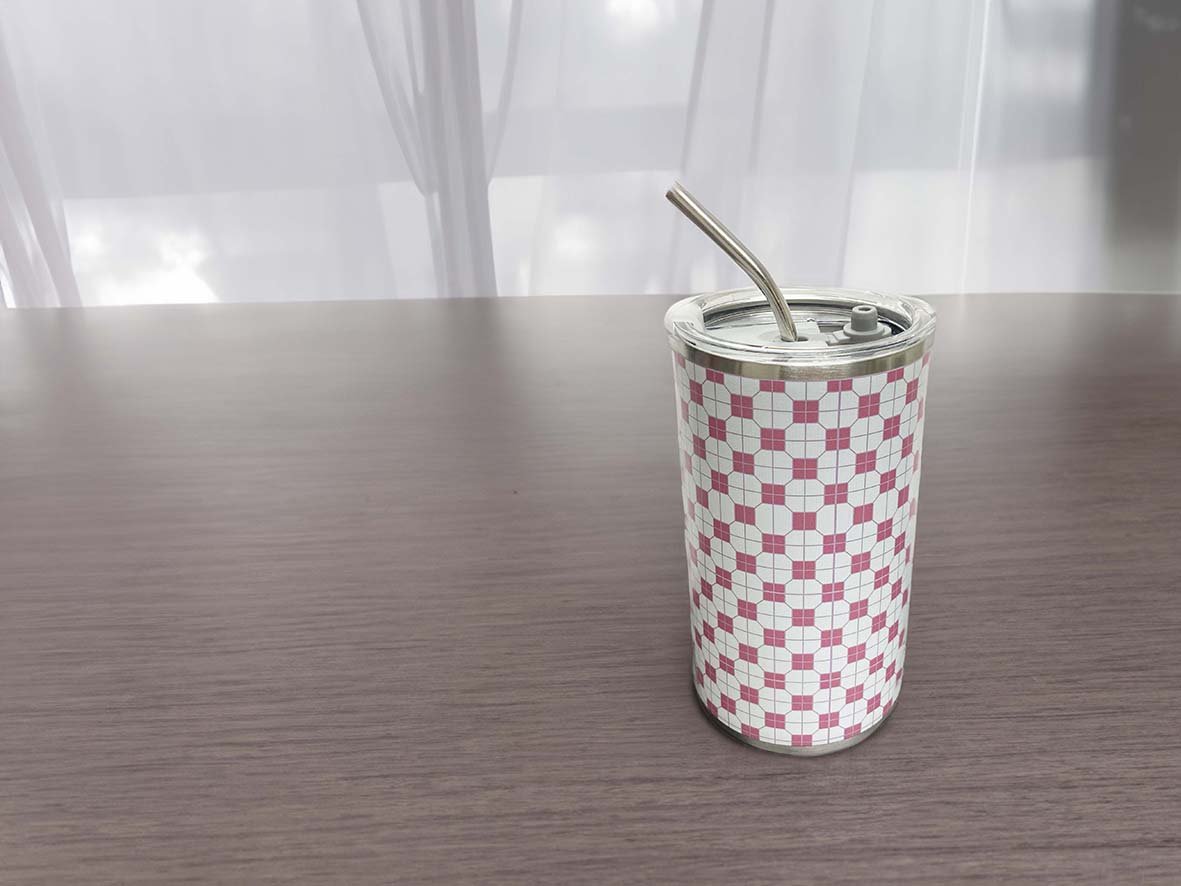 港式地磚紙皮石圖案不鏽鋼保溫咖啡杯 600ml (粉紅) - Hong Kong Maper