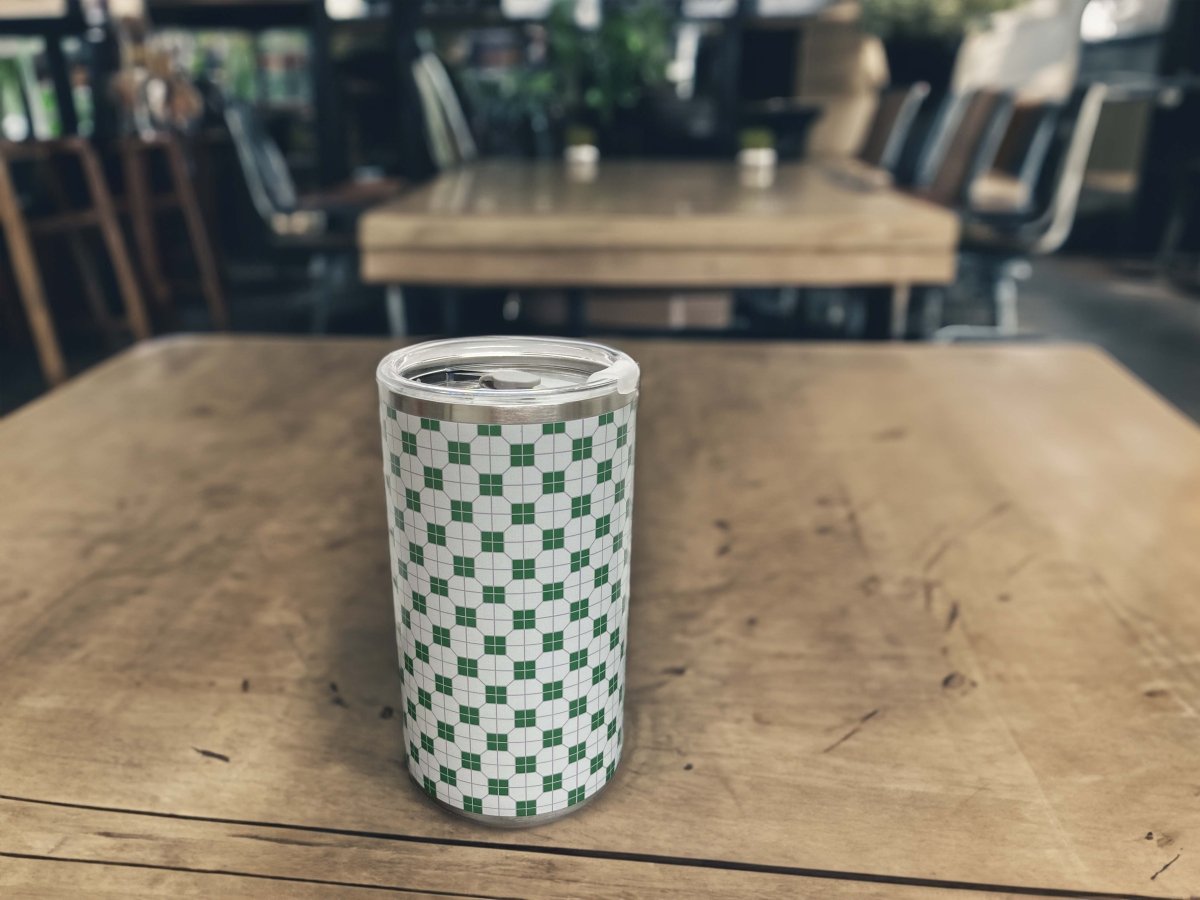 港式地磚紙皮石圖案不鏽鋼保溫咖啡杯 600ml (綠) - Hong Kong Maper