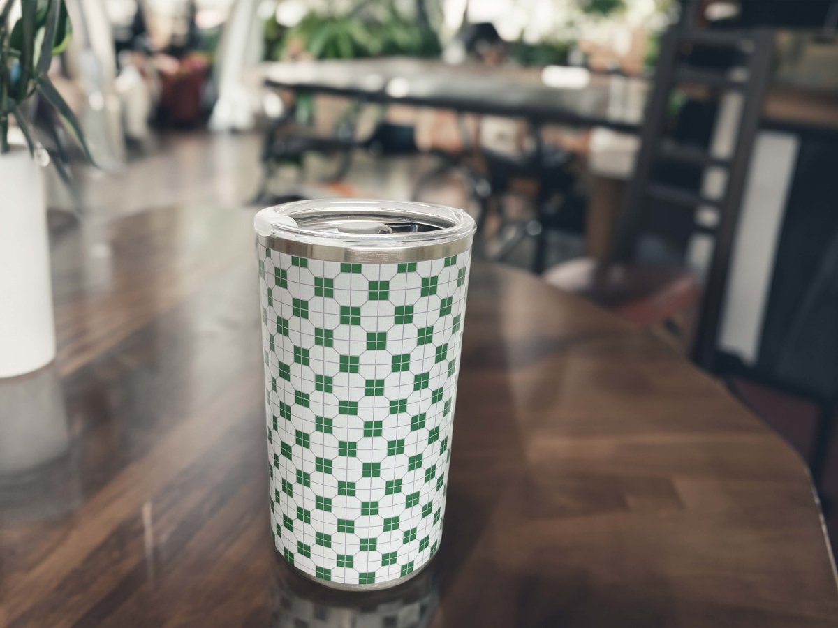港式地磚紙皮石圖案不鏽鋼保溫咖啡杯 600ml (綠) - Hong Kong Maper