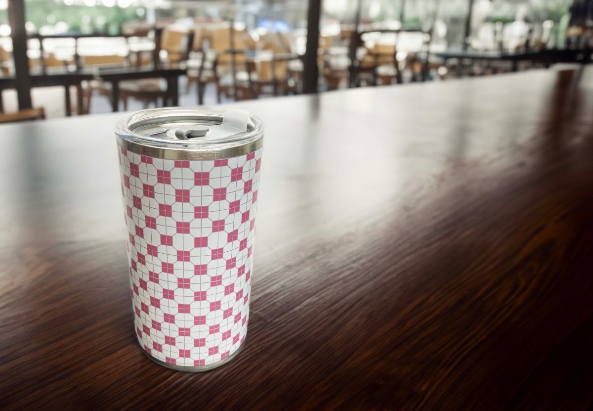 港式地磚紙皮石圖案不鏽鋼保溫咖啡杯 600ml (粉紅) - Hong Kong Maper