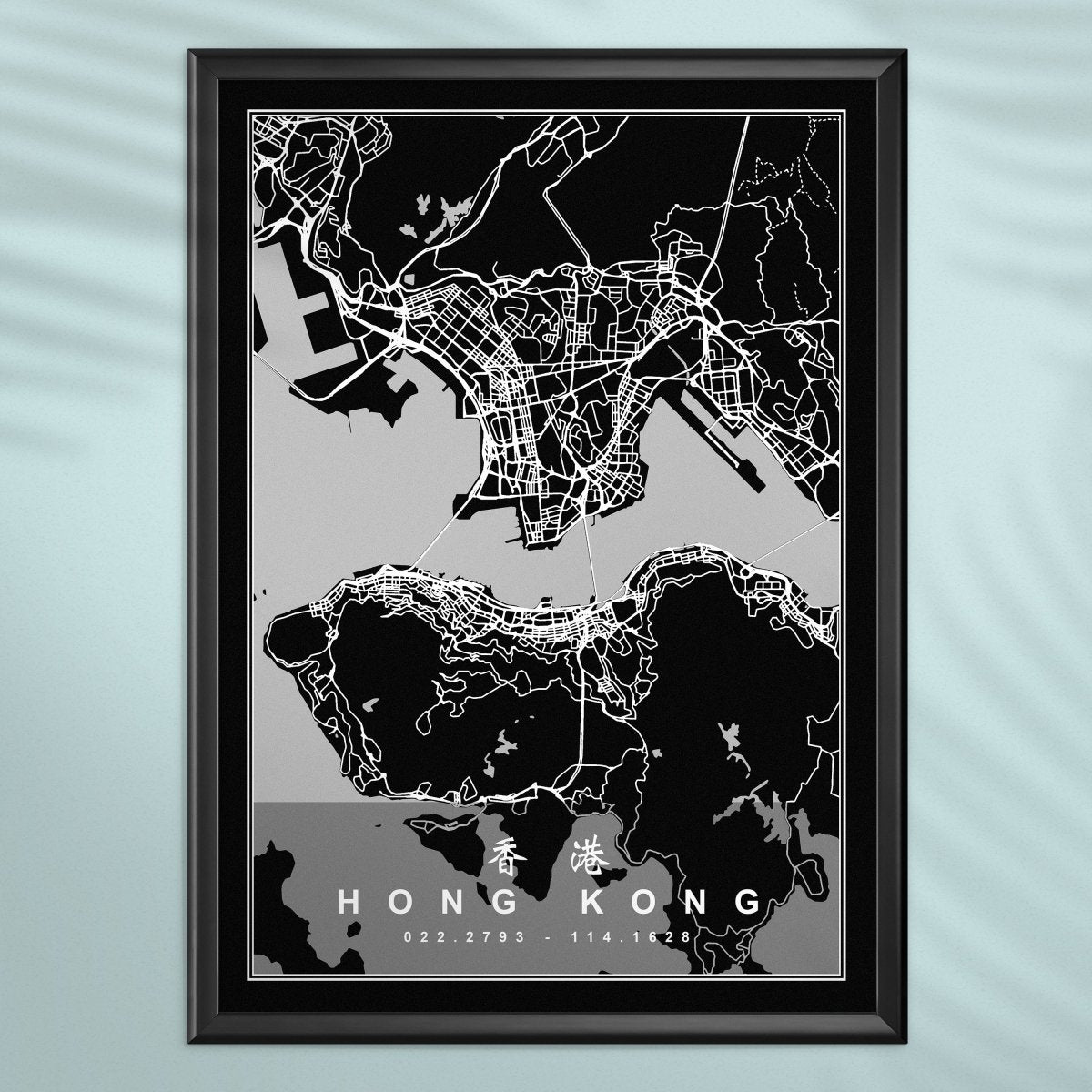 香港維多利亞港地圖海報 - Hong Kong Maper