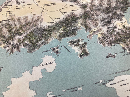 重製版1890年懷舊香港島九龍新界地圖款滑鼠墊