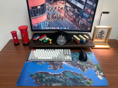 Modern Hong Kong Victoria Harbour 2D Shaded Terrain Remake Map Mouse Pad 