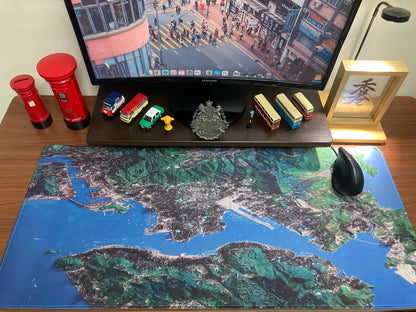 Modern Hong Kong Victoria Harbour 2D Shaded Terrain Remake Map Mouse Pad 