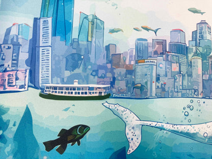 「鯨魚之美」保育香港動物油畫風滑鼠墊