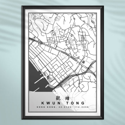 香港觀塘地圖海報