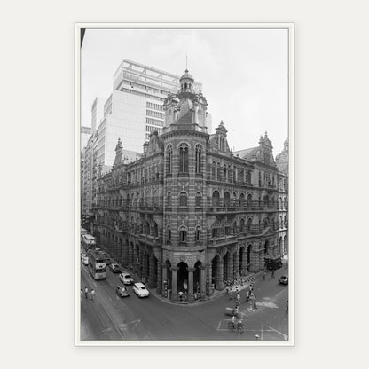 中環舊郵政總局 1976 舊香港照片掛畫｜白框合成示意 — Old Hong Kong photo, Old General Post Office, Central, 1976, white frame mockup