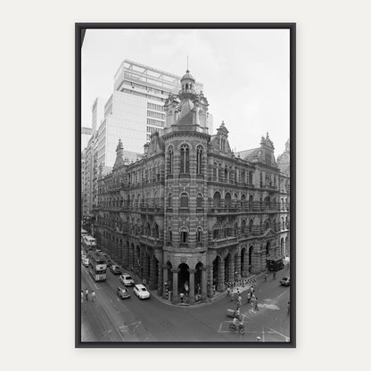 中環舊郵政總局 1976 舊香港照片掛畫｜黑框合成示意 — Old Hong Kong photo, Old General Post Office, Central, 1976, black frame mockup