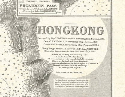 1843年香港島復古重製油畫布舊地圖 - Hong Kong Maper