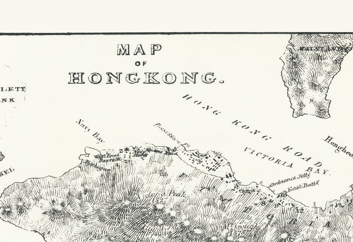 1845年香港島油畫布重製舊地圖 - Hong Kong Maper