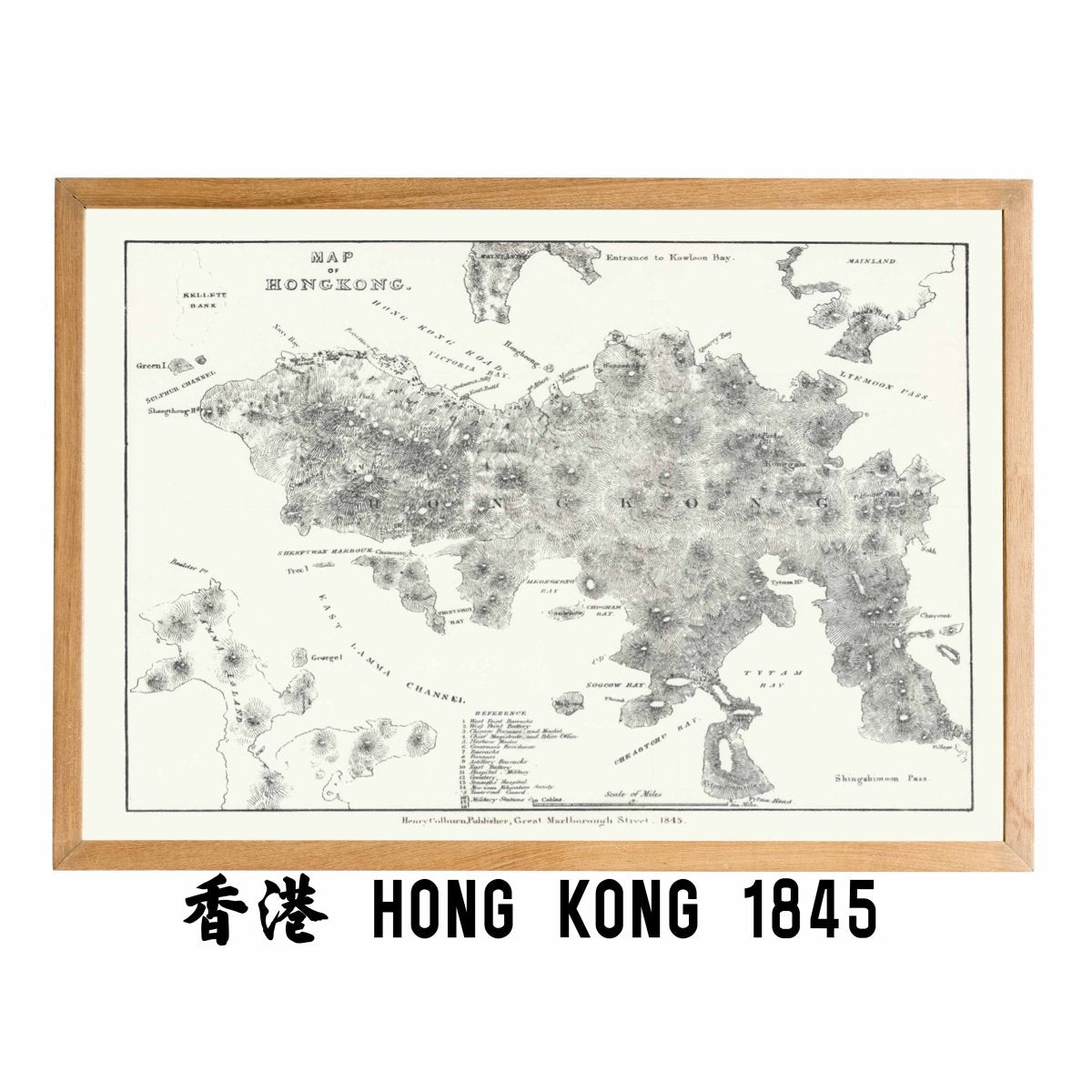 1845年香港島油畫布重製舊地圖 - Hong Kong Maper