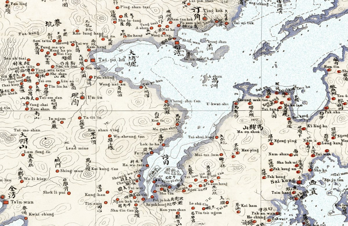 1866年新安縣香港九龍新界全境油畫布重製舊地圖 - Hong Kong Maper