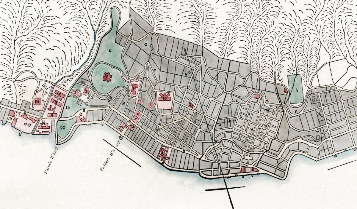 1866年香港港島重製油畫布舊地圖 - Hong Kong Maper