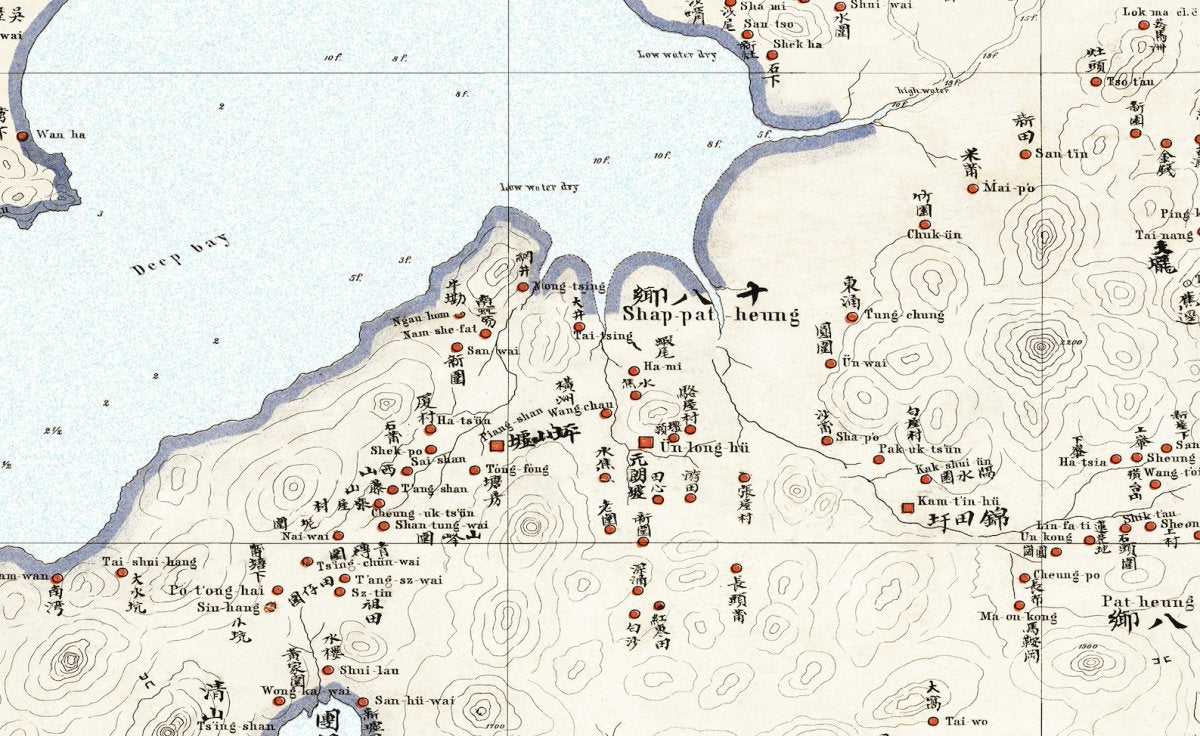 1866年新安縣香港九龍新界全境油畫布重製舊地圖 - Hong Kong Maper