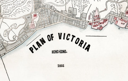 1866年香港港島重製油畫布舊地圖 - Hong Kong Maper