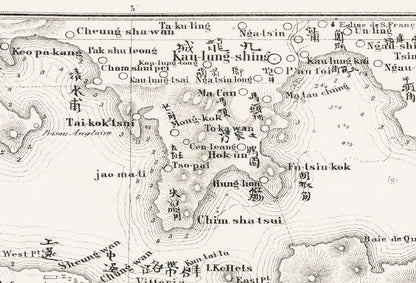 1874年新安縣香港島九龍油畫布重製舊地圖 - Hong Kong Maper