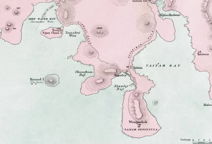 1888年香港島九龍油畫布重製舊地圖 - Hong Kong Maper