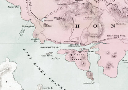1888年香港島九龍油畫布重製舊地圖 - Hong Kong Maper