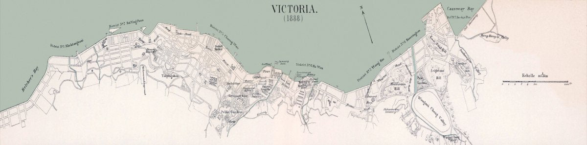 1888 map of Victoria City, Hong Kong Island (digitally restored)