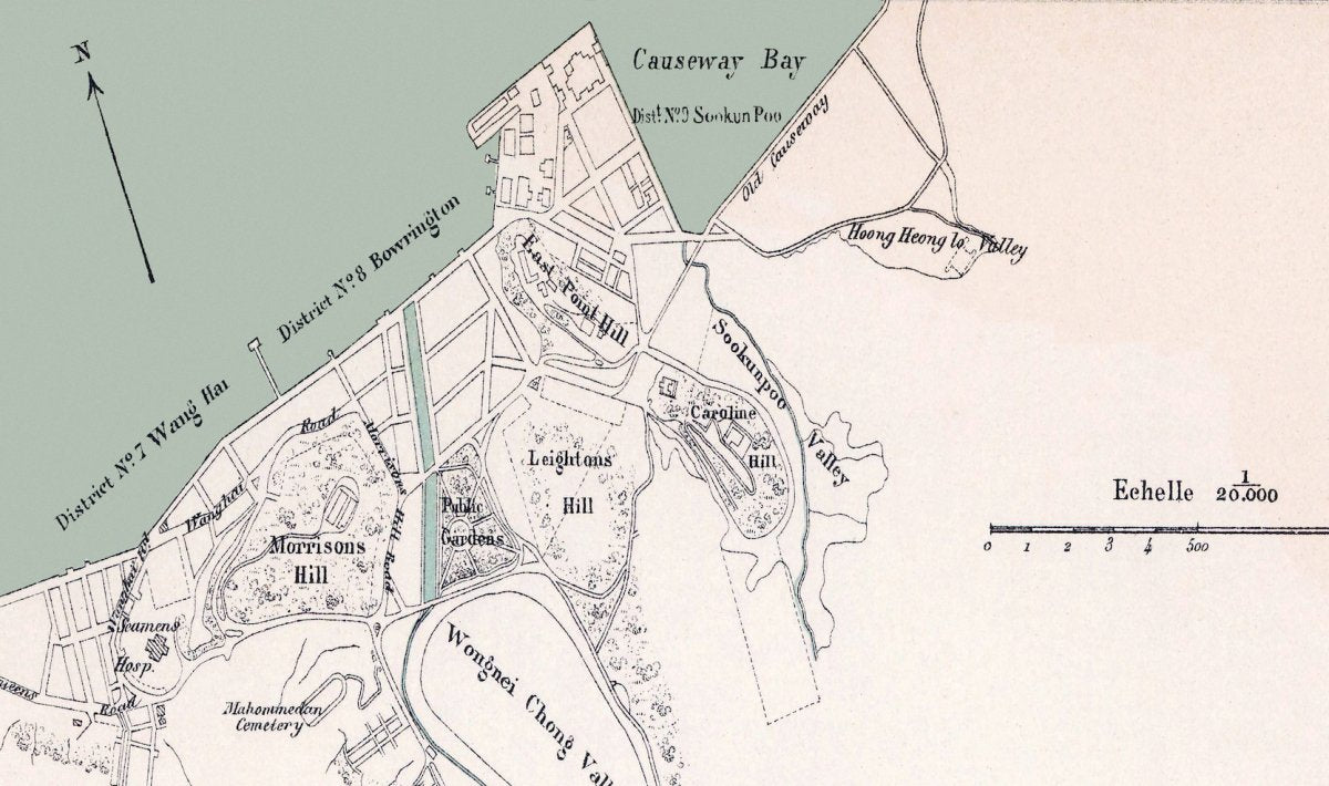 1888年香港島重製油畫布舊地圖 - Hong Kong Maper