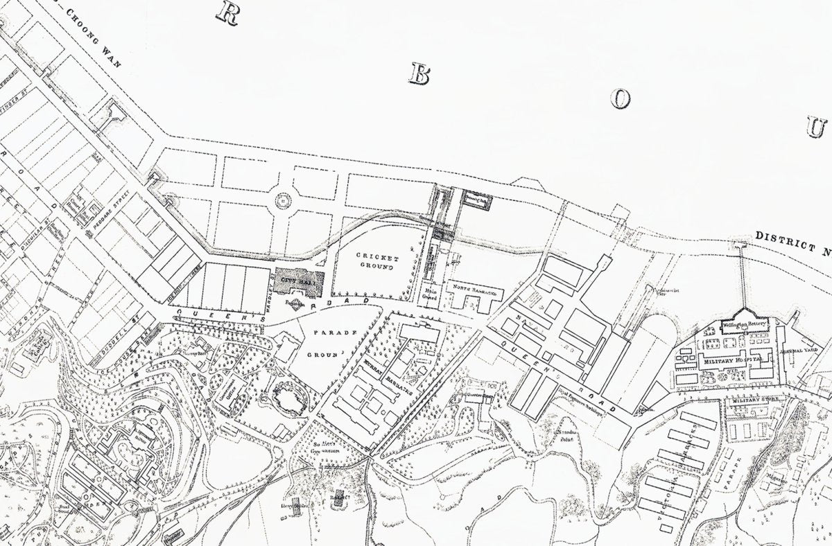 1889年香港島維多利亞城重製油畫布舊地圖 - Hong Kong Maper