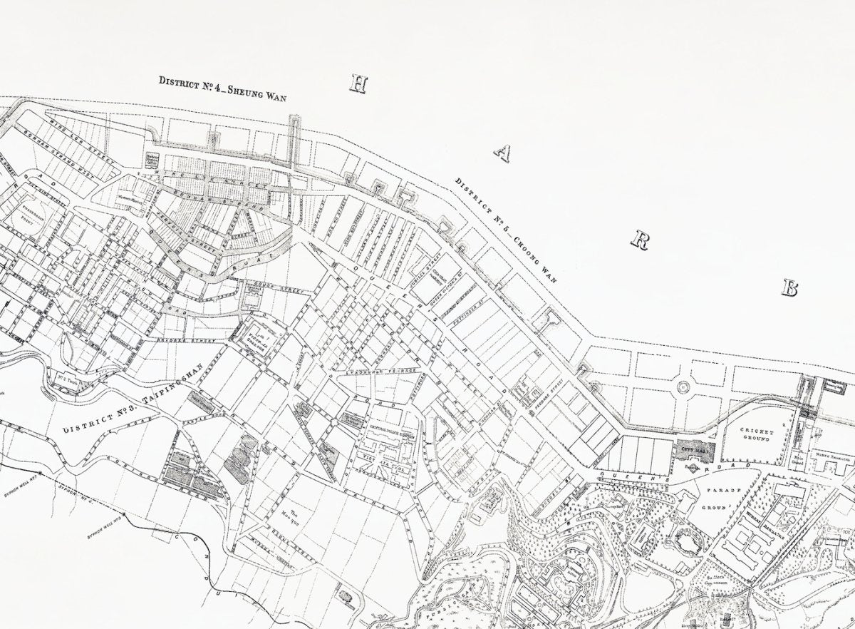 1889年香港島維多利亞城重製油畫布舊地圖 - Hong Kong Maper