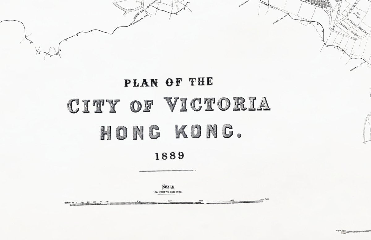 Detail: the title block of the 1889 sheet (digitally restored)