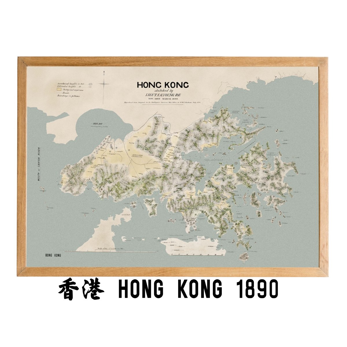 1890年香港九龍新界油畫布重製舊地圖 - Hong Kong Maper